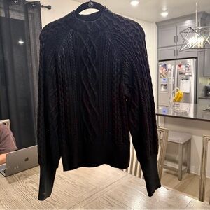 Express Women’s Black Cable-Knit Crewneck Sweater